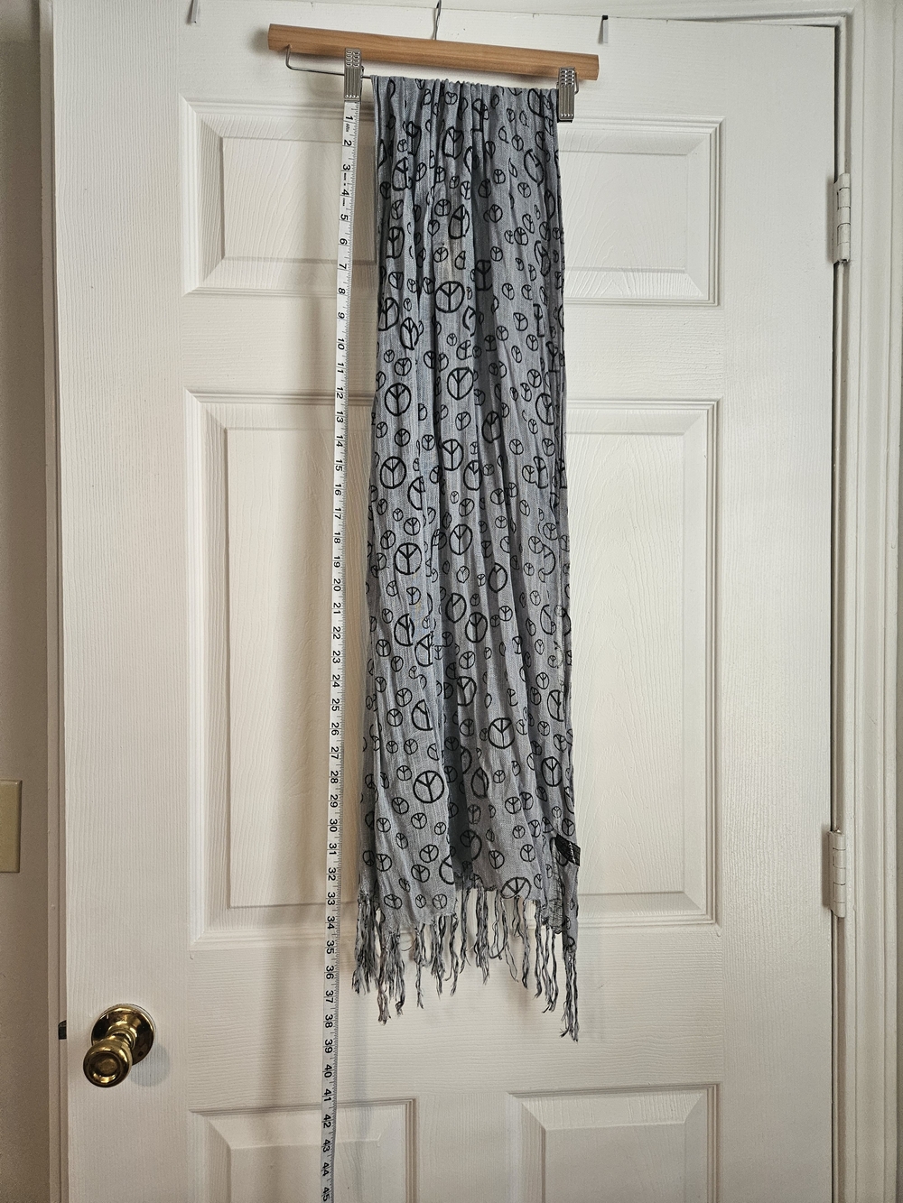 Light Gray Peace Sign Scarf - Unbranded